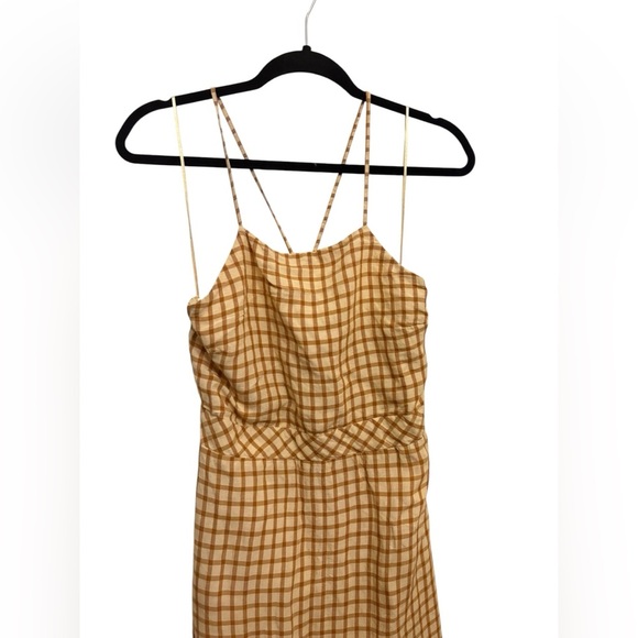 Zara Strapless Tan Checkered Dress - Picture 4 of 4